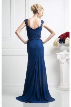 Cinderella Divine - JC909 Beaded Lace Chiffon Sheath Dress