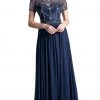 Cinderella Divine - Jewel Beaded Short Sleeve Long Gown