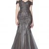Cinderella Divine - KV1035 Off Shoulder Beaded Lace Tulle Mermaid Gown