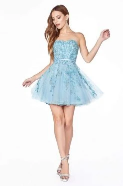 Cinderella Divine - KV1048 Floral Applique Sweetheart A-line Dress 14 Cinderella Divine - KV1048 Floral Applique Sweetheart A-line Dress