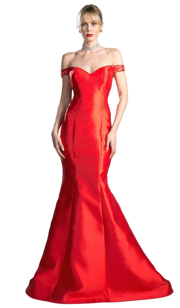 Cinderella Divine - Lace Off-Shoulder Satin Mermaid Prom Dress 3 Cinderella Divine - Lace Off-Shoulder Satin Mermaid Prom Dress