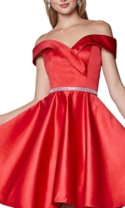 Cinderella Divine - Off-Shoulder Satin Finish A-Line Cocktail Dress CD0140SC - 1 Pc Champagne In Size M Available 10 Cinderella Divine - Off-Shoulder Satin Finish A-Line Cocktail Dress CD0140SC - 1 Pc Champagne In Size M Available