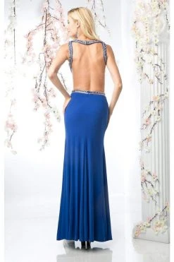 Cinderella Divine - S5236 Open Back Beaded Long Dress