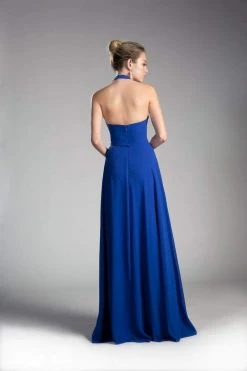 Cinderella Divine - Sleeveless Sleek Halter A-line Dress