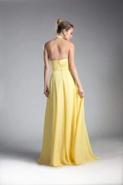 Cinderella Divine - Sleeveless Sleek Halter A-line Dress