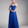 Cinderella Divine - Sleeveless Sleek Halter A-line Dress