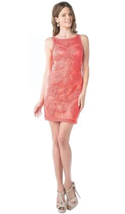 Cinderella Divine - Sleeveless Soutache Ornate Sheath Dress