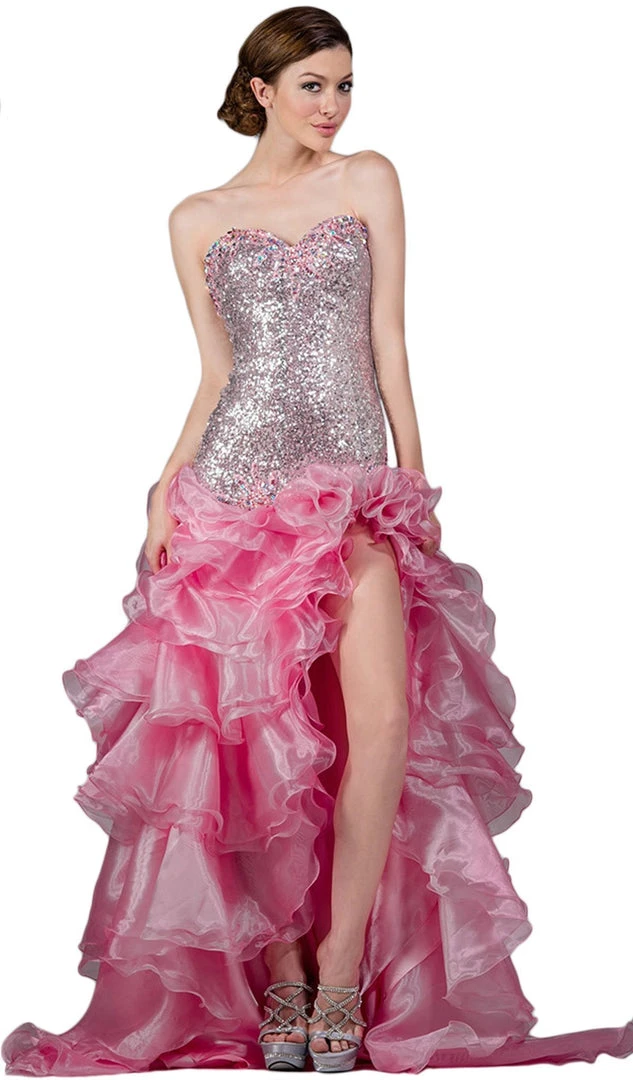 Cinderella Divine - Strapless Sequined Ruffled Evening Gown 3 Cinderella Divine - Strapless Sequined Ruffled Evening Gown