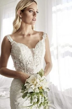 Cinderella Divine - TY01 Floral Applique Deep V-neck Trumpet Gown 8 Cinderella Divine - TY01 Floral Applique Deep V-neck Trumpet Gown