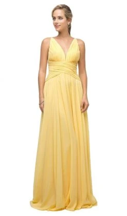 Cinderella Divine - UF295 Sleeveless Ruched Chiffon A-Line Dress