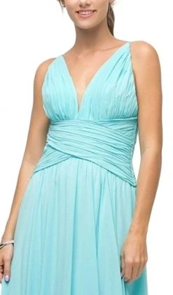 Cinderella Divine - UF295 Sleeveless Ruched Chiffon A-Line Dress