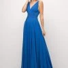 Cinderella Divine - UF295 Sleeveless Ruched Chiffon A-Line Dress