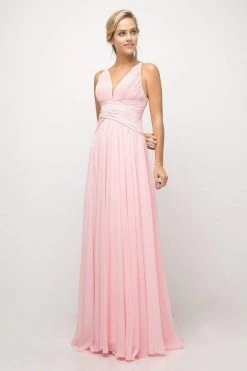 Cinderella Divine - UF295 Sleeveless Ruched Chiffon A-Line Dress