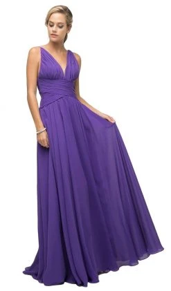 Cinderella Divine - UF295 Sleeveless Ruched Chiffon A-Line Dress