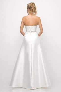 Cinderella Divine - UT253 Strapless Mikado Crystal Beaded Belt Gown 8 Cinderella Divine - UT253 Strapless Mikado Crystal Beaded Belt Gown