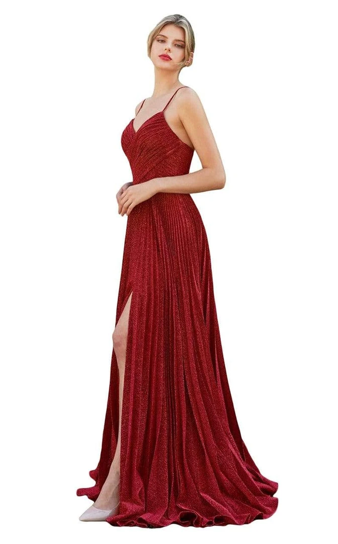 Cinderella Divine - V Neck Pleated Metallic A-Line Dress CJ534 - 1 Pc Mauve In Size 6 Available 4 Cinderella Divine - V Neck Pleated Metallic A-Line Dress CJ534 - 1 Pc Mauve In Size 6 Available