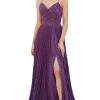 Cinderella Divine - V Neck Pleated Metallic A-Line Dress CJ534 - 1 Pc Mauve In Size 6 Available