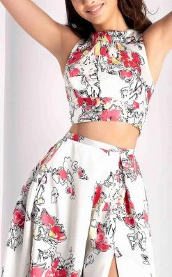 Long Dresses Clarisse - 3002 Two Piece Printed Mikado Dress 8 Long Dresses Clarisse - 3002 Two Piece Printed Mikado Dress