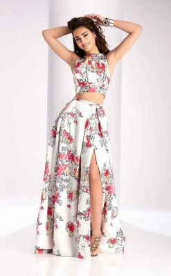 Long Dresses Clarisse - 3002 Two Piece Printed Mikado Dress