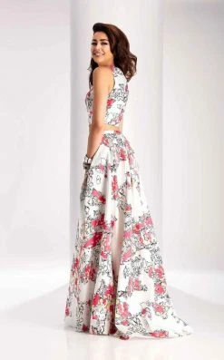 Long Dresses Clarisse - 3002 Two Piece Printed Mikado Dress 7 Long Dresses Clarisse - 3002 Two Piece Printed Mikado Dress