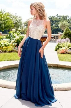 Clarisse - 3465 Jewel Ornate Illusion Halter Gown