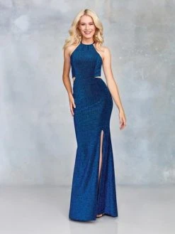 Clarisse - 3789 Lace-Up Halter Shimmer Jersey Gown 8 Clarisse - 3789 Lace-Up Halter Shimmer Jersey Gown