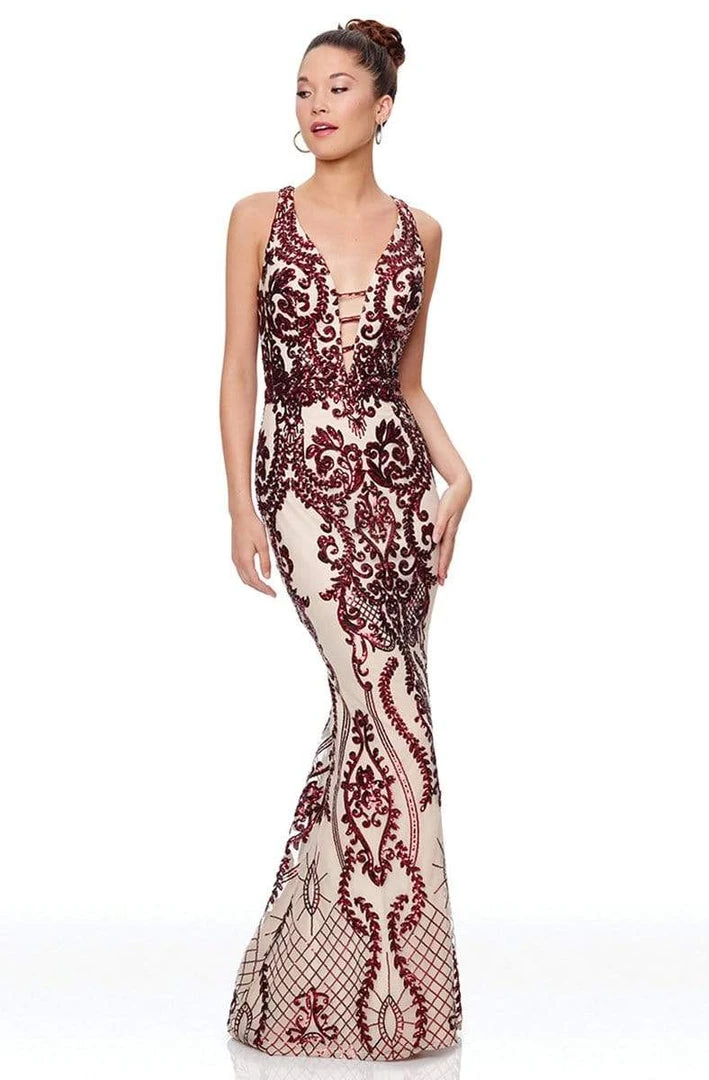 Clarisse - 3797 Sequined Deep V-neck Mermaid Dress 3 Clarisse - 3797 Sequined Deep V-neck Mermaid Dress