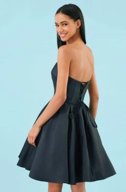 Clarisse - 3917 Strapless V Neck Glossy Mikado Cocktail Dress