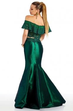 Clarisse - 4932 Scalloped Overlay Off-Shoulder Mermaid Gown