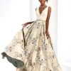 Clarisse - 4973 Lace V-Neck Floral Gown