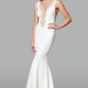 Clarisse - 600129 Embellished Deep V-neck Mermaid Dress