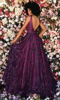 Clarisse - 800309 Sleeveless Sequined Motif A-Line Gown 5 Clarisse - 800309 Sleeveless Sequined Motif A-Line Gown