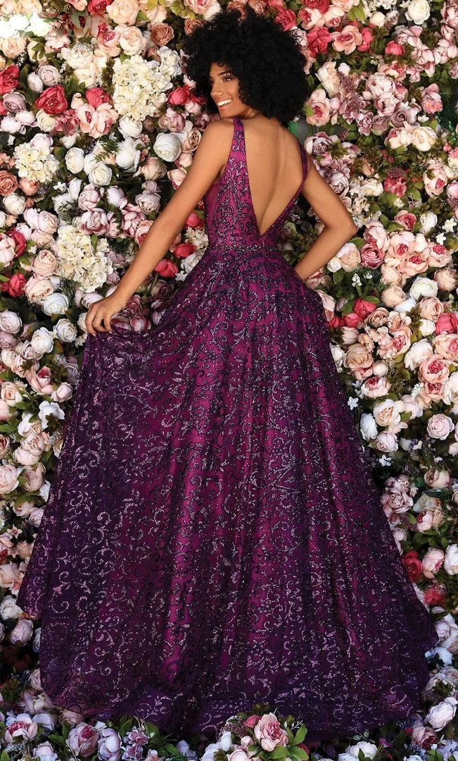 Clarisse - 800309 Sleeveless Sequined Motif A-Line Gown 4 Clarisse - 800309 Sleeveless Sequined Motif A-Line Gown