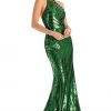 Clarisse - 8004 Halter Neck Chevron Sequined Mermaid Gown