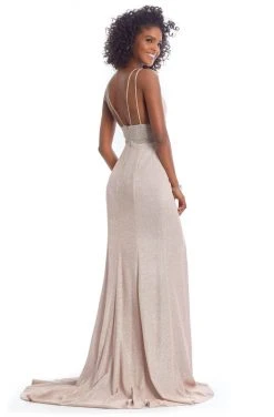 Clarisse - 8009 Embellished Deep V-neck Sheath Dress