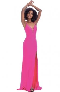 Clarisse - 8044 Plunging V-Neck Gown With Slit
