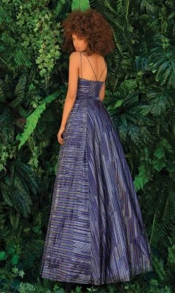 Clarisse - 810168 Striped V-Neck Ballgown