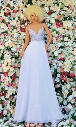 Clarisse - 810265 V Neck Beaded Flowy A-Line Gown