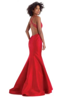 Clarisse - 8195 Beaded Deep V-neck Taffeta Trumpet Dress
