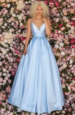 Clarisse - 8199 Mikado Plunging V-Neck Ballgown