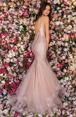 Clarisse - 8219 V-Neck Glittery Mermaid Dress