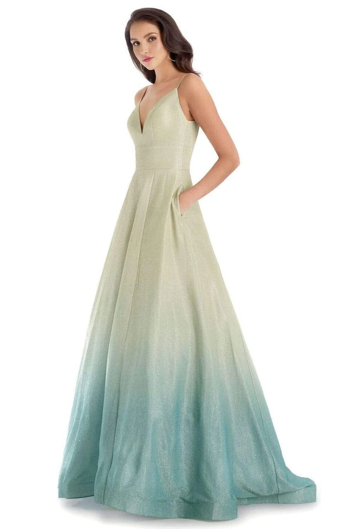 Clarisse - 8233 Deep V-neck Glitter Ombre A-line Dress 6 Clarisse - 8233 Deep V-neck Glitter Ombre A-line Dress