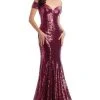 Clarisse - 8238 Sequined Off-Shoulder Trumpet Dress