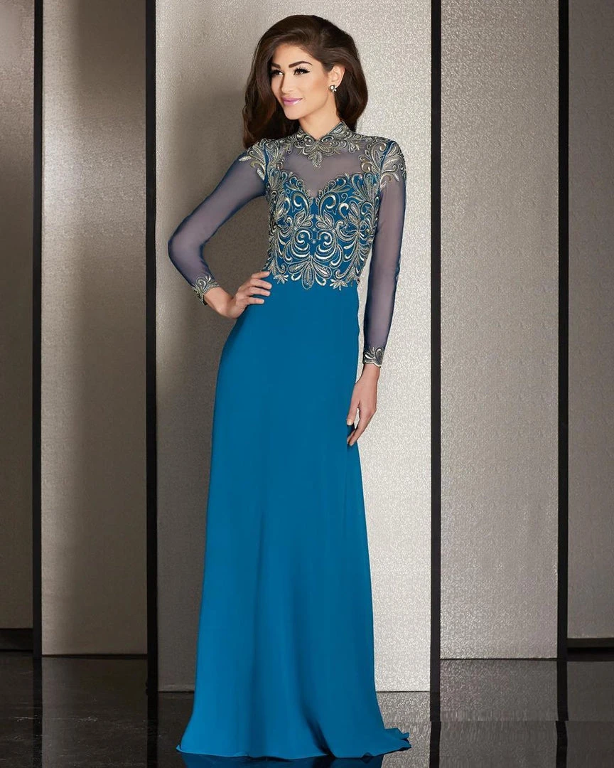 Clarisse - M6212 Embroidered Illusion Long Sleeve Gown 5 Clarisse - M6212 Embroidered Illusion Long Sleeve Gown