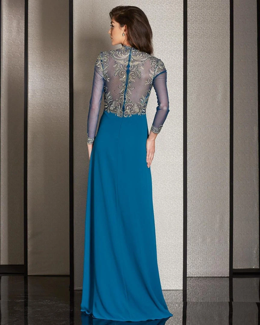 Clarisse - M6212 Embroidered Illusion Long Sleeve Gown 6 Clarisse - M6212 Embroidered Illusion Long Sleeve Gown