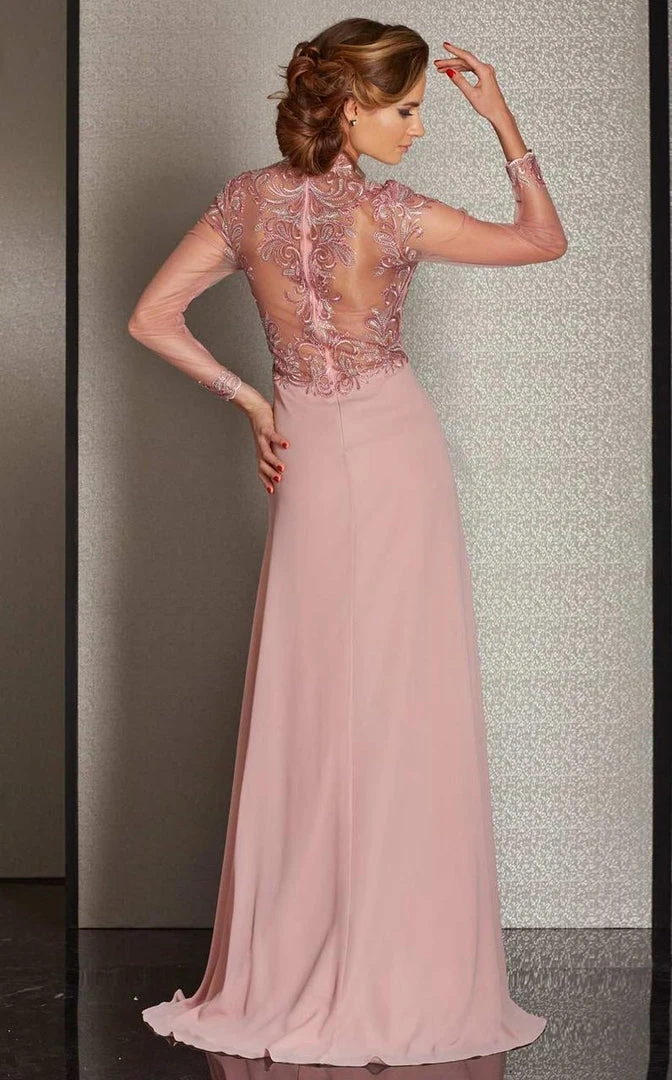 Clarisse - M6212 Embroidered Illusion Long Sleeve Gown 8 Clarisse - M6212 Embroidered Illusion Long Sleeve Gown