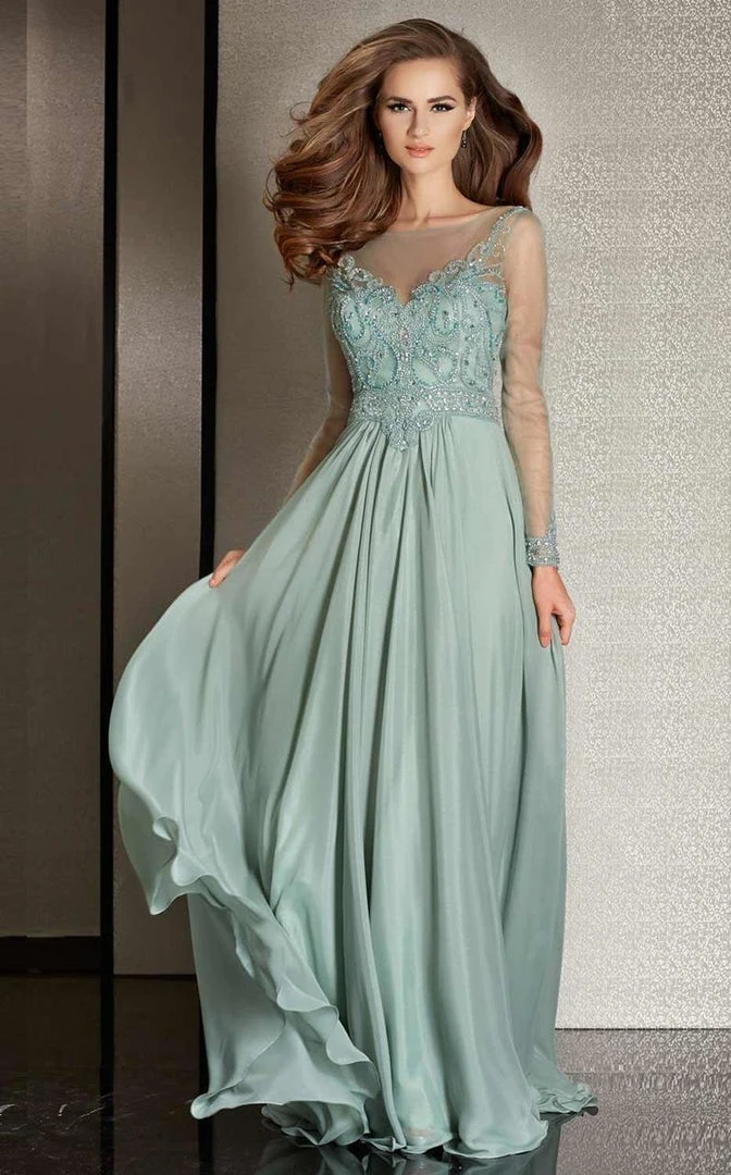 Clarisse - M6215 Bedazzled Sheer Bateau Dress 3 Clarisse - M6215 Bedazzled Sheer Bateau Dress