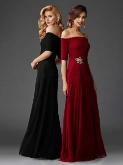 Clarisse - M6404 Quarter Sleeve Off-Shoulder Gown