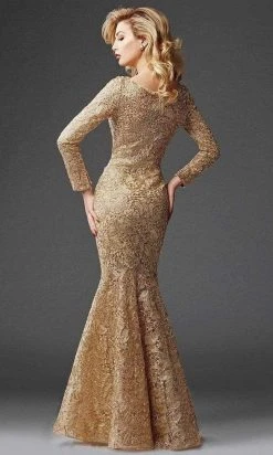 Clarisse - M6426 Glamorous Gilded Lace Evening Gown