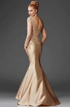 Clarisse - M6436 Embellished V-neck Trumpet Dress